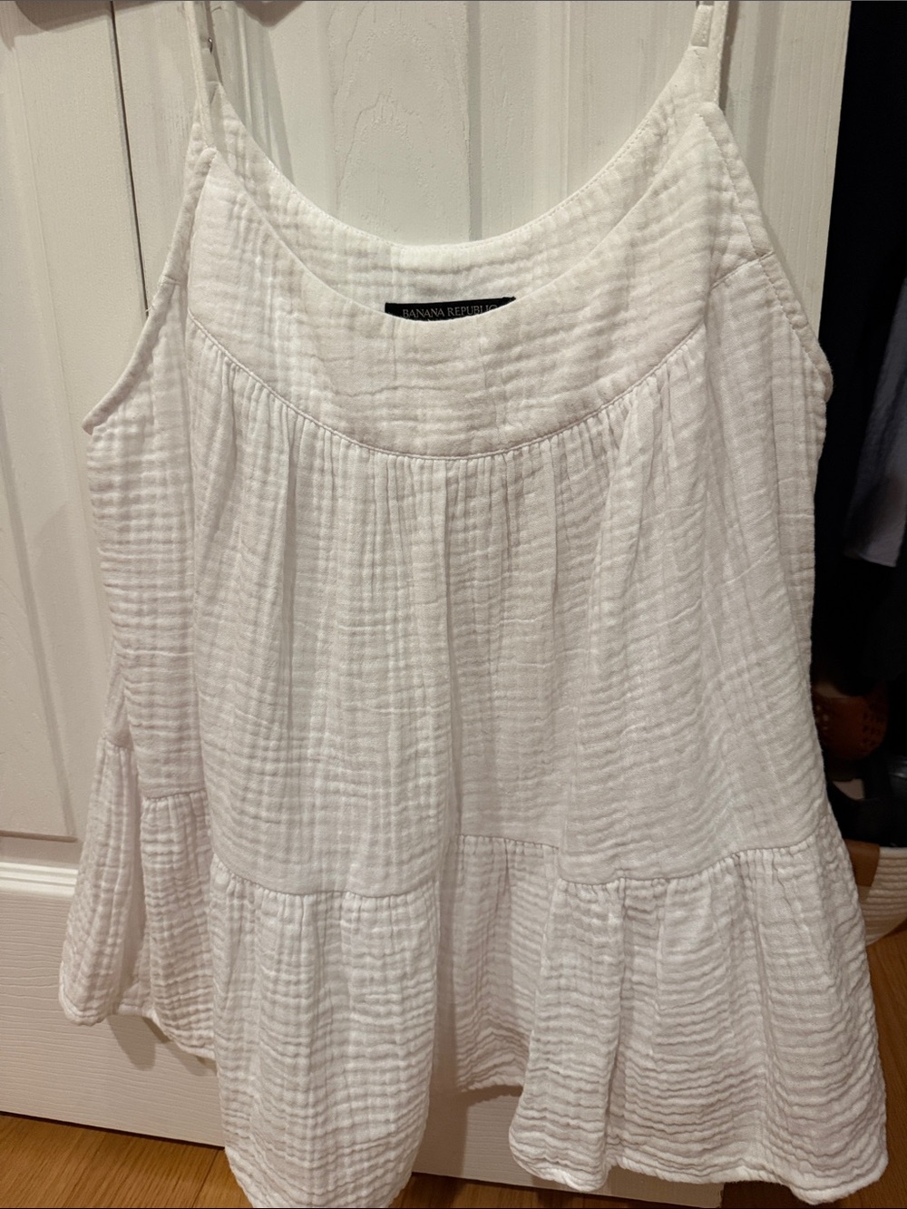 Banana Republic White Tiered Gauze Cami Top
